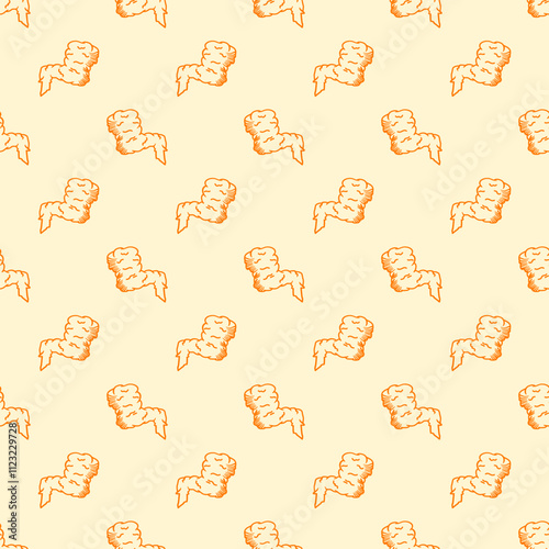 fried chicken seamless pattern background. doodle fried chicken pattern background. Fried chicken doodle pattern. fast food background. Chicken leg pattern. Chicken wings pattern. burger pattern.