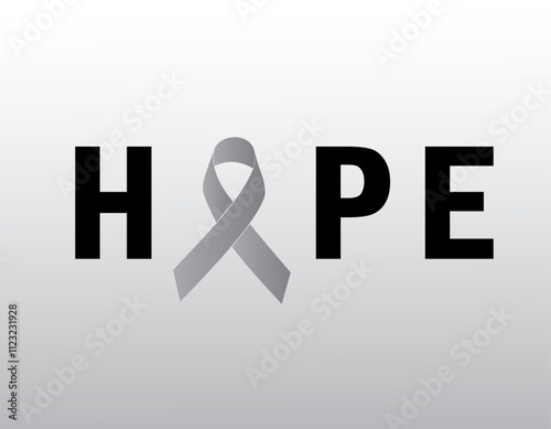 Vector illustration of Parkinson's Awareness month poster with gray awareness ribbon celebrated every April