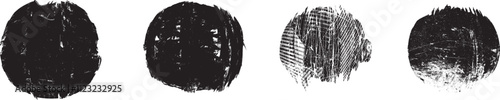 Vector rough edges badges set .Grunge set of textured black labels . Pack of vector stickers. Grunge circle stamps, insignias, labels, tags for your design. Grunge textured black vector rubber stamps
