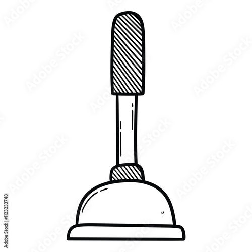 Hand drawn doodle plunger on white background.