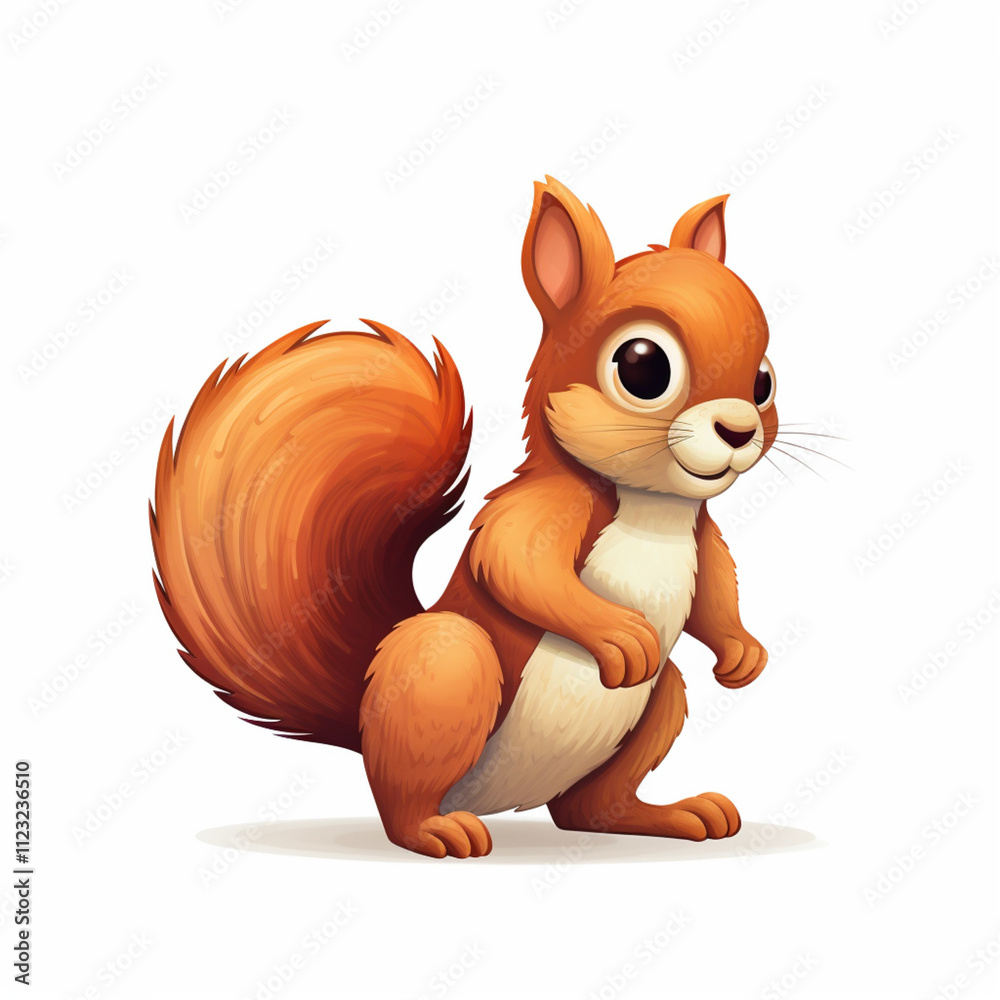 squirrel, isolated on white background , cartoon style.