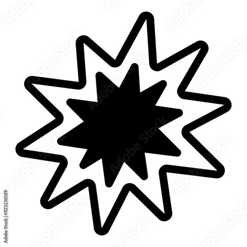 Dynamic Black Starburst Icon for Creative Designs photo