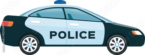 Classic police interceptor parked, representing security, law enforcement, and emergency response in urban environments, ensuring public safety and maintaining order