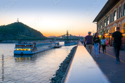 Promenade by Danube at night