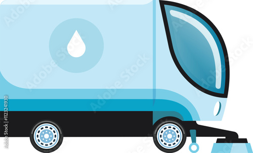 Modern specialized vehicle washing city roads, maintaining hygiene and enhancing urban cleanliness while contributing to the overall sanitation and aesthetics of the environment