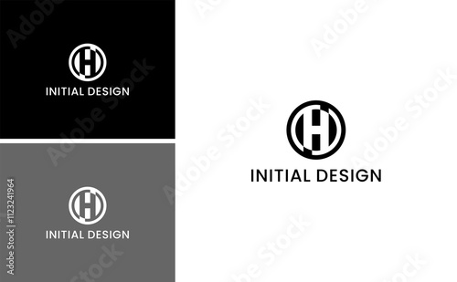 H initial circle OH ,HO letter monogram logo design