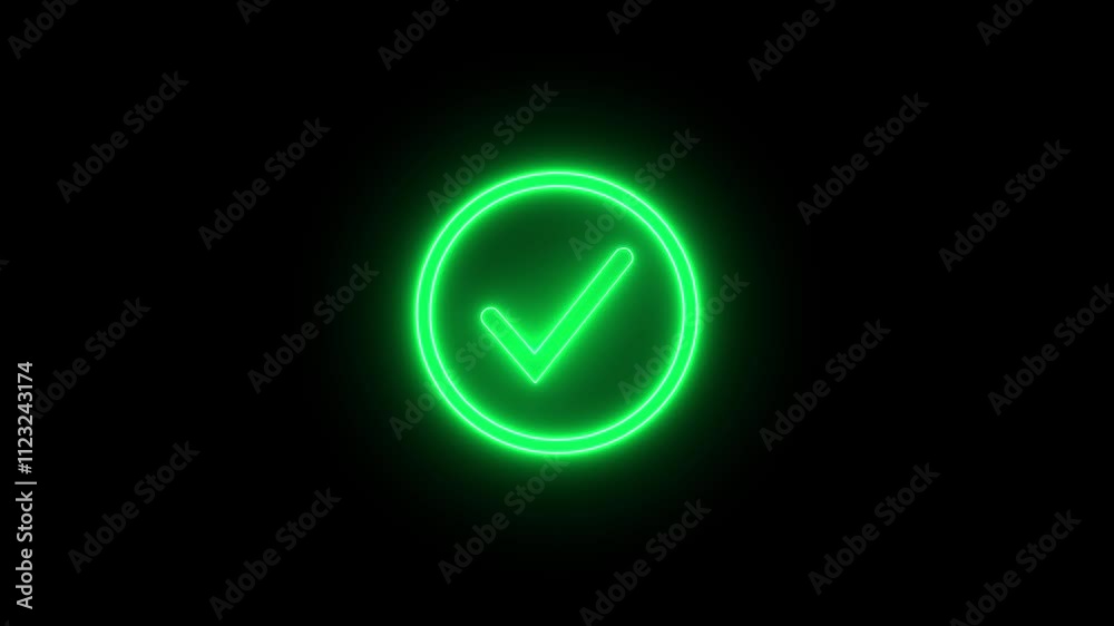 Approval neon tick mark sign. Yes, correct tick symbol. Circle Downloading and Upload icon loop out motion illustration background. Approval neon tick mark sign. Yes, correct tick symbol. Circle Downloading and Upload icon loop out motion illustration background.