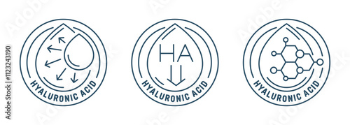 Hyaluronic acid icon. Skin hydration symbol. Boosts elasticity and moisture.
