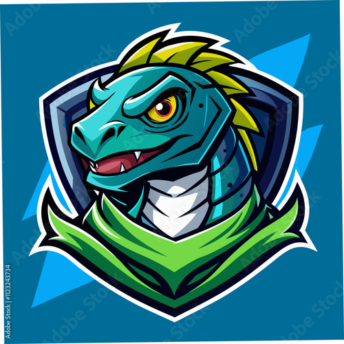 Lizard knight esports logo featuring a fierce reptilian warrior with vibrant colors representing gaming prowess and team spirit