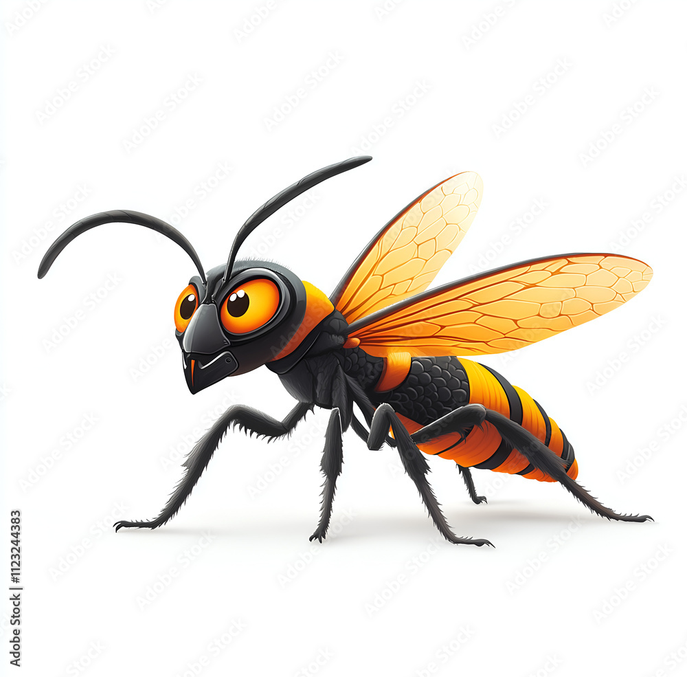 Fototapeta premium Isolated wasp on white background