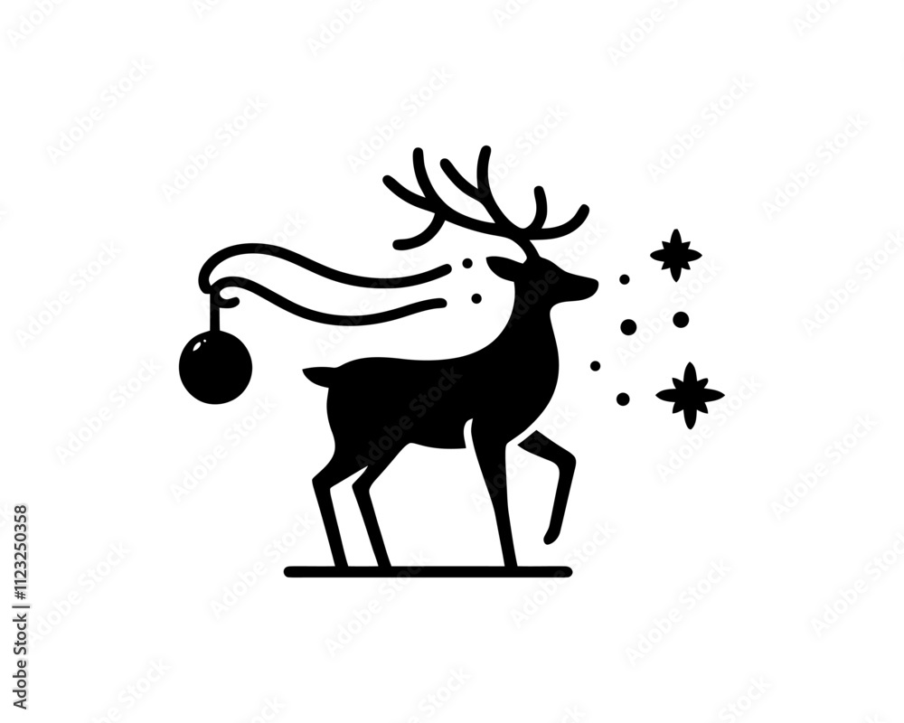 Fototapeta premium Christmas Deer Vector Logo Design Illustration. Merry Christmas