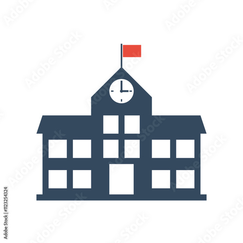 old styled school building icon, downtown city hall pictogram, government or financial house symbol