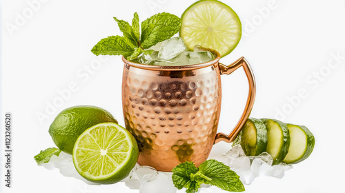 High-quality PNG image of a refreshing Moscow Mule cocktail, showcasing vibrant colors and ingredients, perfect for beverage advertising and marketing photo