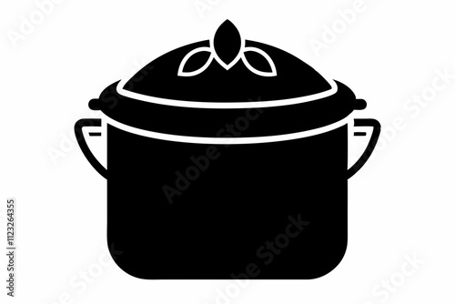 Black Silhouette Rice Pot Icon Vector ,Modern multi cooker steaming rice icon in simple style on a white background.