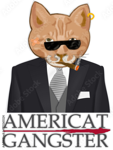 CAT GANGSTER WITH SUITCASE