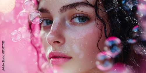 Fuchsia Water Bubble Background for Augmented Reality Generative AI