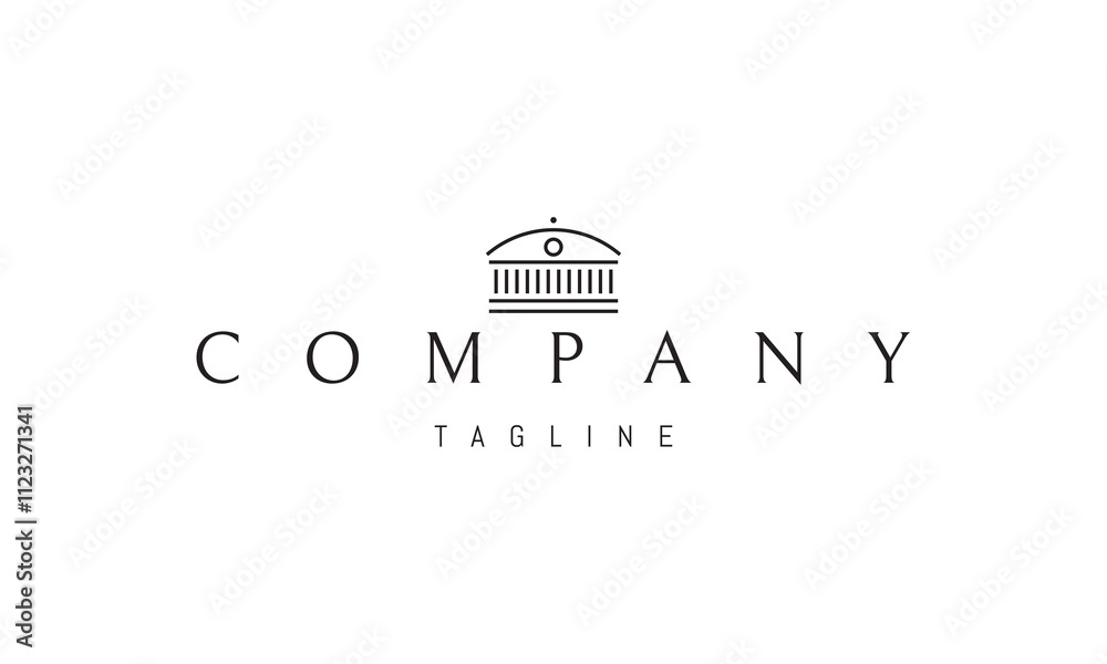 Fototapeta premium Vector logo with an abstract image of a majestic building with columns.