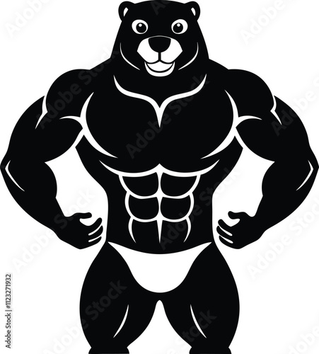 body builder marmot vector art illustration