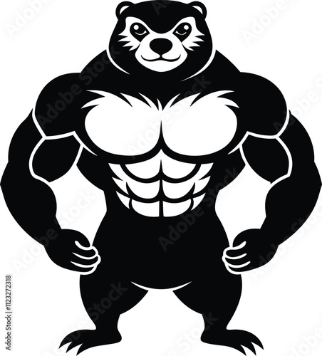 body builder marmot vector art illustration