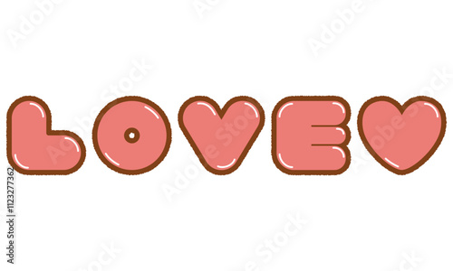 LOVE完成cs-04LOVEの文字のピンクの型抜きアイシングクッキー