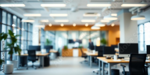 Wallpaper Mural Abstract Blurred Image of a Modern Office Workspace with Desks and Computers Torontodigital.ca