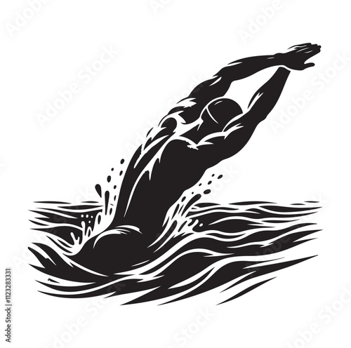 swimmer Silhouette Vector Illustration