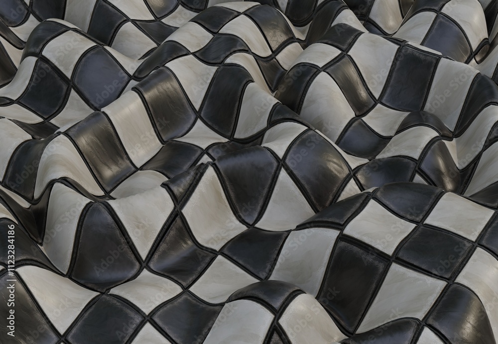 Fototapeta premium Checkerboard Background with Waves