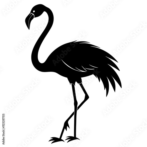 silhouette flamingo bird vector art on white background. flamingo bird vector art. drawing flamingo bird.