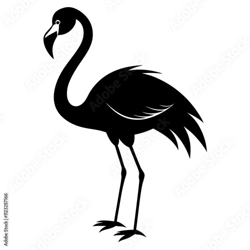 silhouette flamingo bird vector art on white background. flamingo bird vector art. drawing flamingo bird.
