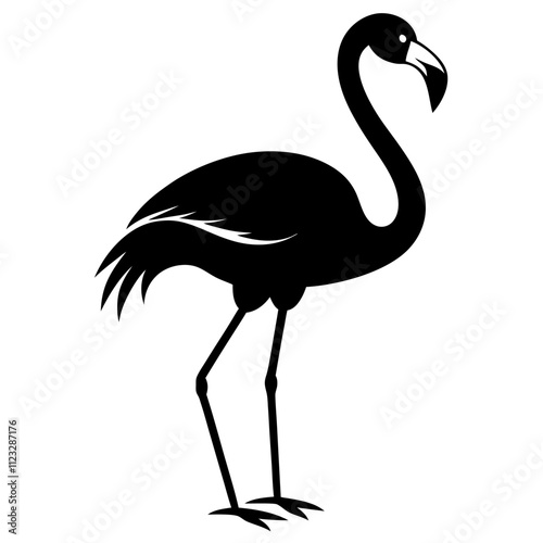 silhouette flamingo bird vector art on white background. flamingo bird vector art. drawing flamingo bird.