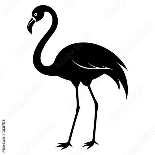 silhouette flamingo bird vector art on white background. flamingo bird vector art. drawing flamingo bird.