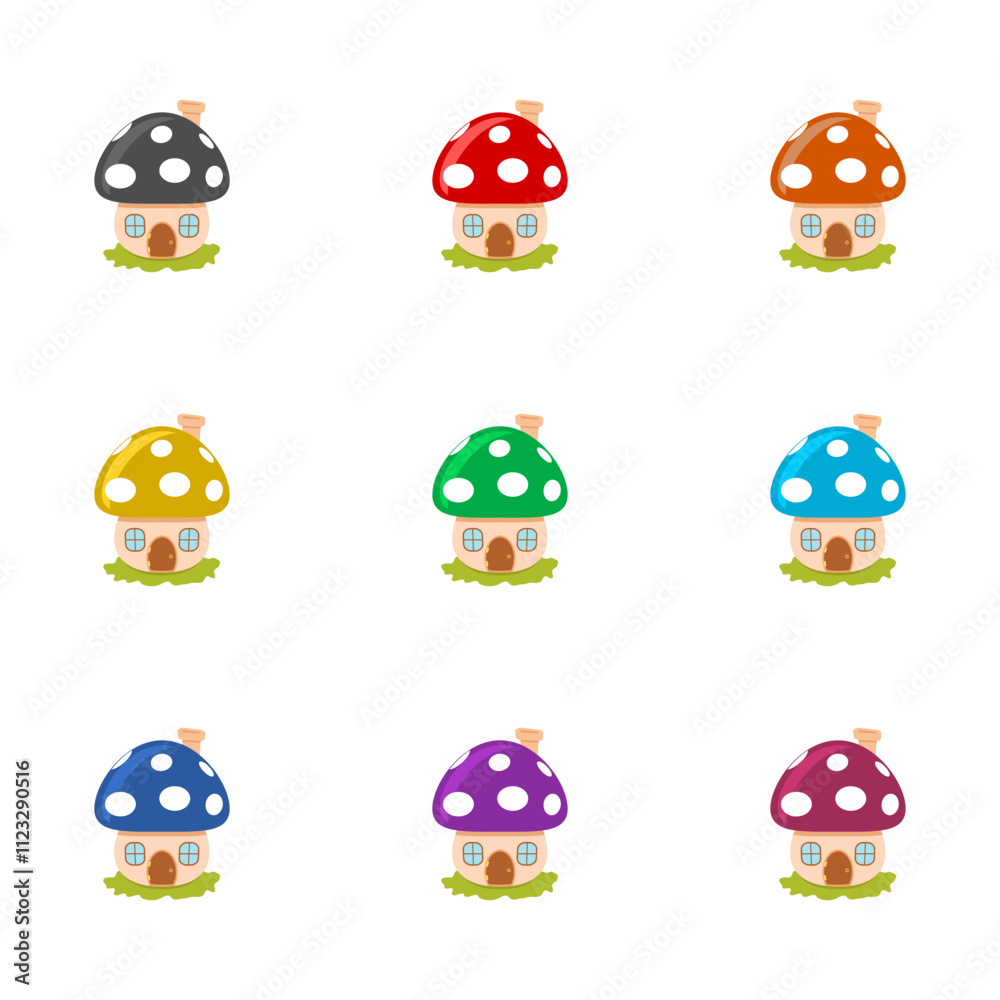 Obraz premium House in form of mushroom icon isolated on white background. Set icons colorful