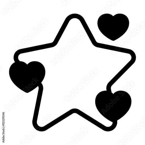 Stylized Star with Hearts Icon