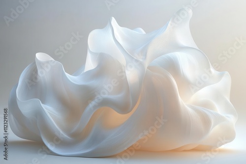 sinuous lines of flowing fabric rendered in threedimensional form creating an illusion of movement and depth against a subtle background evoking elegance and fluidity
