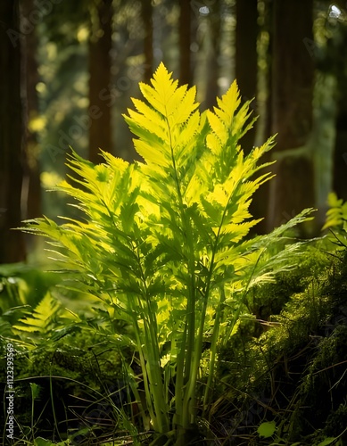 Fresh goldenseal plant in a forest setting