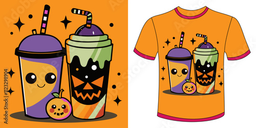 Happy Halloween T-shirt Design vector illustration on white background.