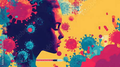 Global health awarenessvaccination against infectious diseases artistic representation urban setting vibrant visuals