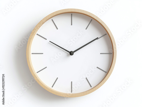 Modern classroom clock with a minimalist face isolated on white background photo