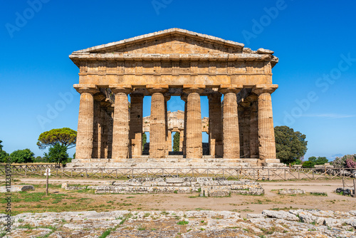 Fototapeta Naklejka Na Ścianę i Meble -  The majest archeological site of Paestum, in the Province of Salerno, Campania, Italy.