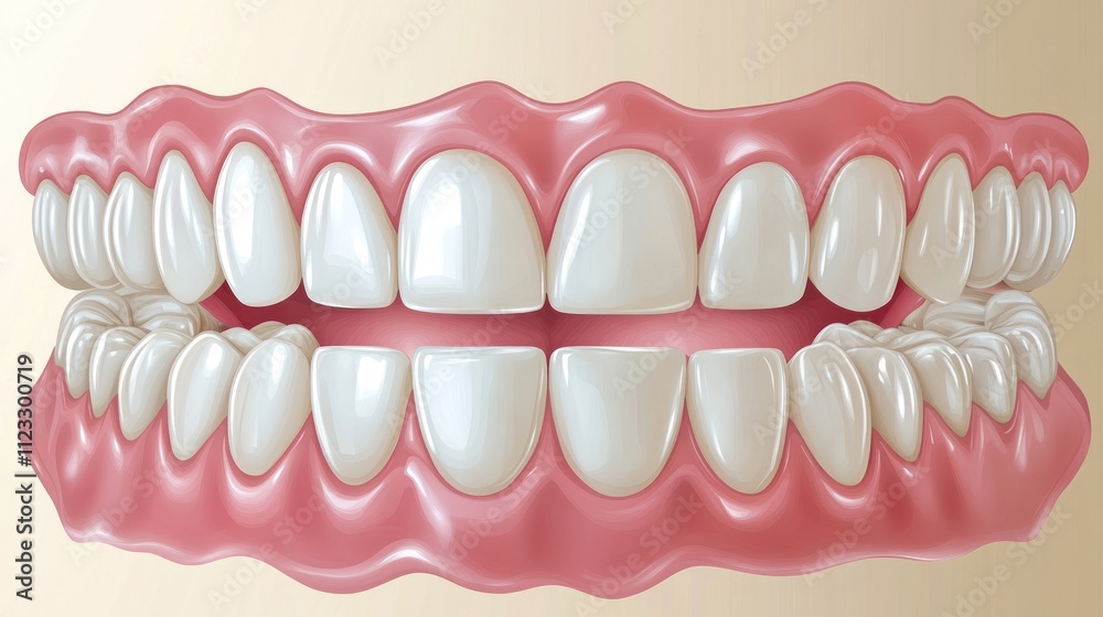 Obraz premium Illustration of a human dental structure showing teeth and gums.