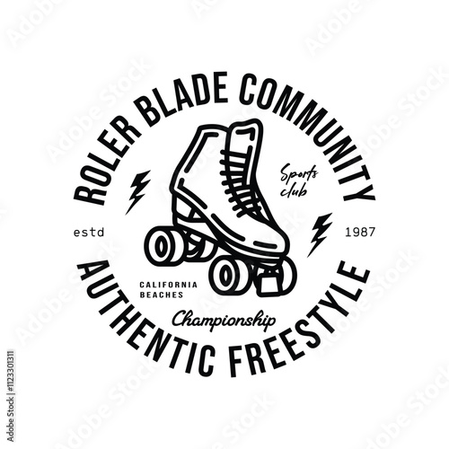 Original vector illustration. A contour icon. Vintage roller skates.