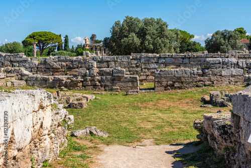 Fototapeta Naklejka Na Ścianę i Meble -  The majest archeological site of Paestum, in the Province of Salerno, Campania, Italy.