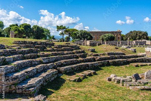 Fototapeta Naklejka Na Ścianę i Meble -  The majest archeological site of Paestum, in the Province of Salerno, Campania, Italy.