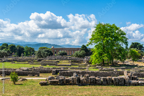 Fototapeta Naklejka Na Ścianę i Meble -  The majest archeological site of Paestum, in the Province of Salerno, Campania, Italy.