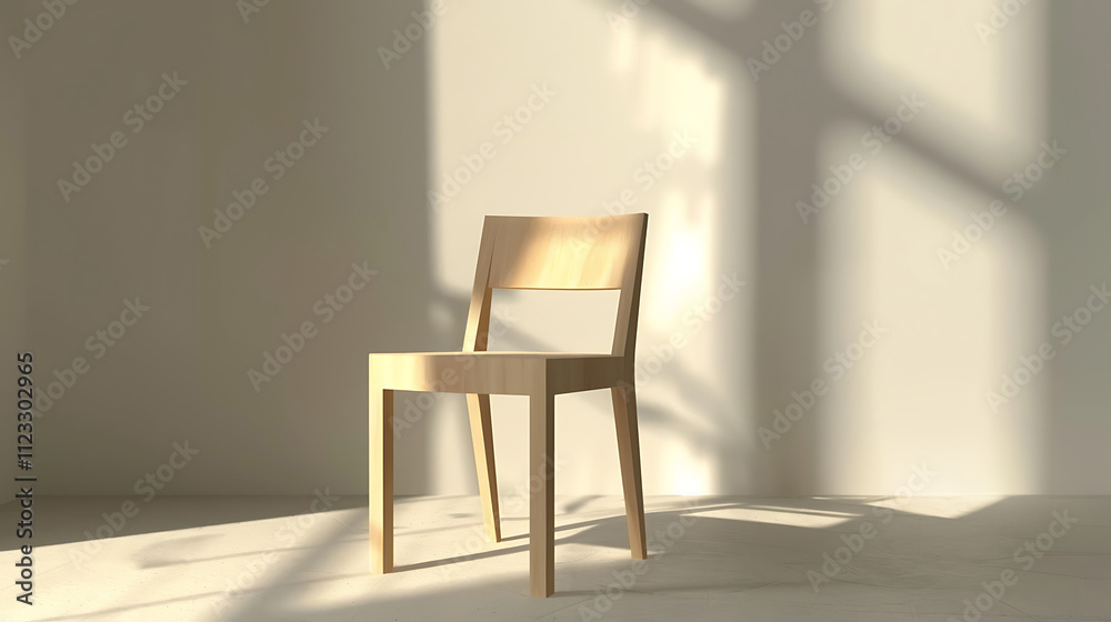 A classic wooden armchair sits by a window in a luxurious, empty living room A classic wooden armchair sits by a window in a luxurious, empty living room