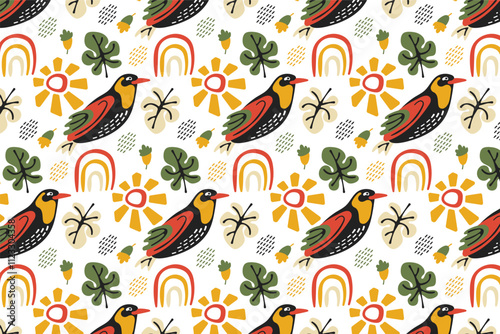 Indian Myna Bird Pattern Design