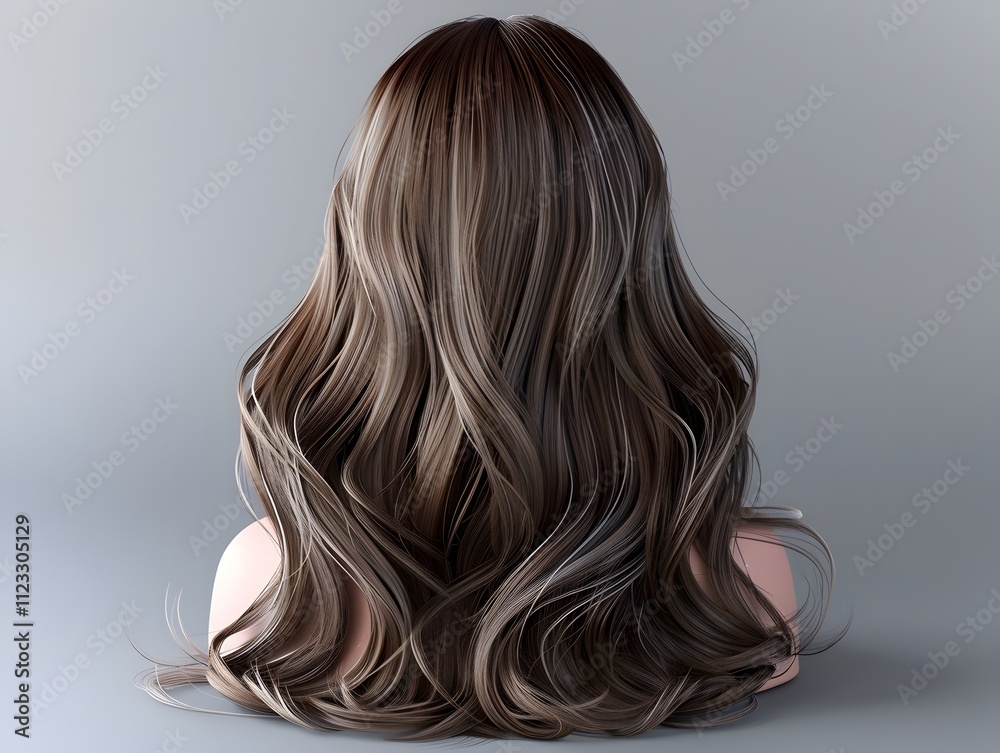 Naklejka premium A woman's long brown hair is shown in a close up