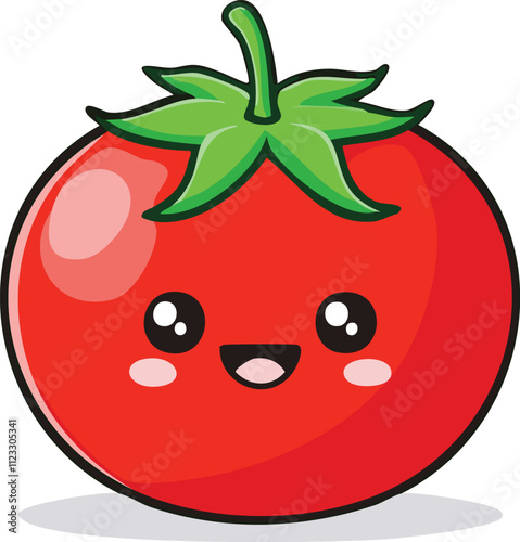 Cute Tomato Smile Vector Illustration – Healthy Vegetable