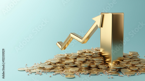 arrow 3d business direction sign symbol success illustration arrows up icon concept growth way design graph achievement shape choice pointer red chart lightning point moving