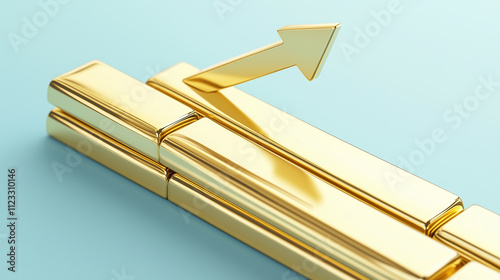 arrow 3d business direction sign symbol success illustration arrows up icon concept growth way design graph achievement shape choice pointer red chart lightning point moving